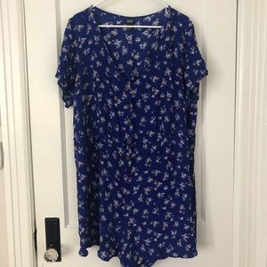 Wild Fable Royal Blue Romper with Floral Pattern